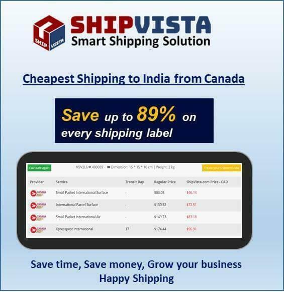 Cheapest Shipping Rates for packages to India from Canada